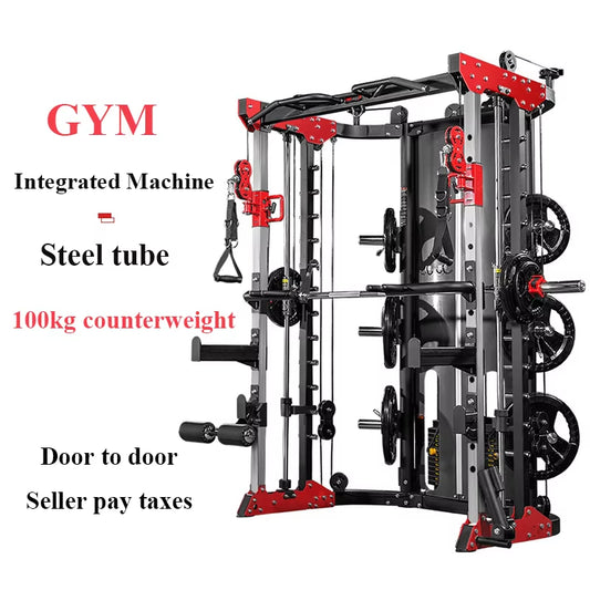 Workout Equipments Multi-Functional Squat Rack with 100Kg Counterweight Gym Equipment Multi-Functional Smith Machine